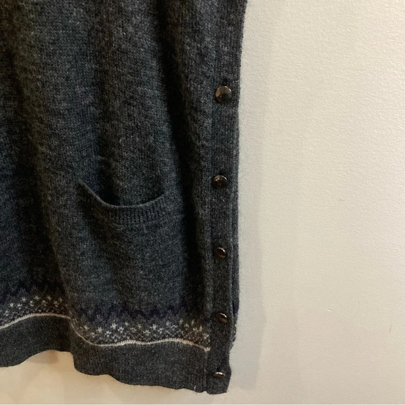CASSIS Sz M/L Merino Mohair Side Buttons Pockets Fair Isle Style V-Neck Tunic - Picture 4 of 6